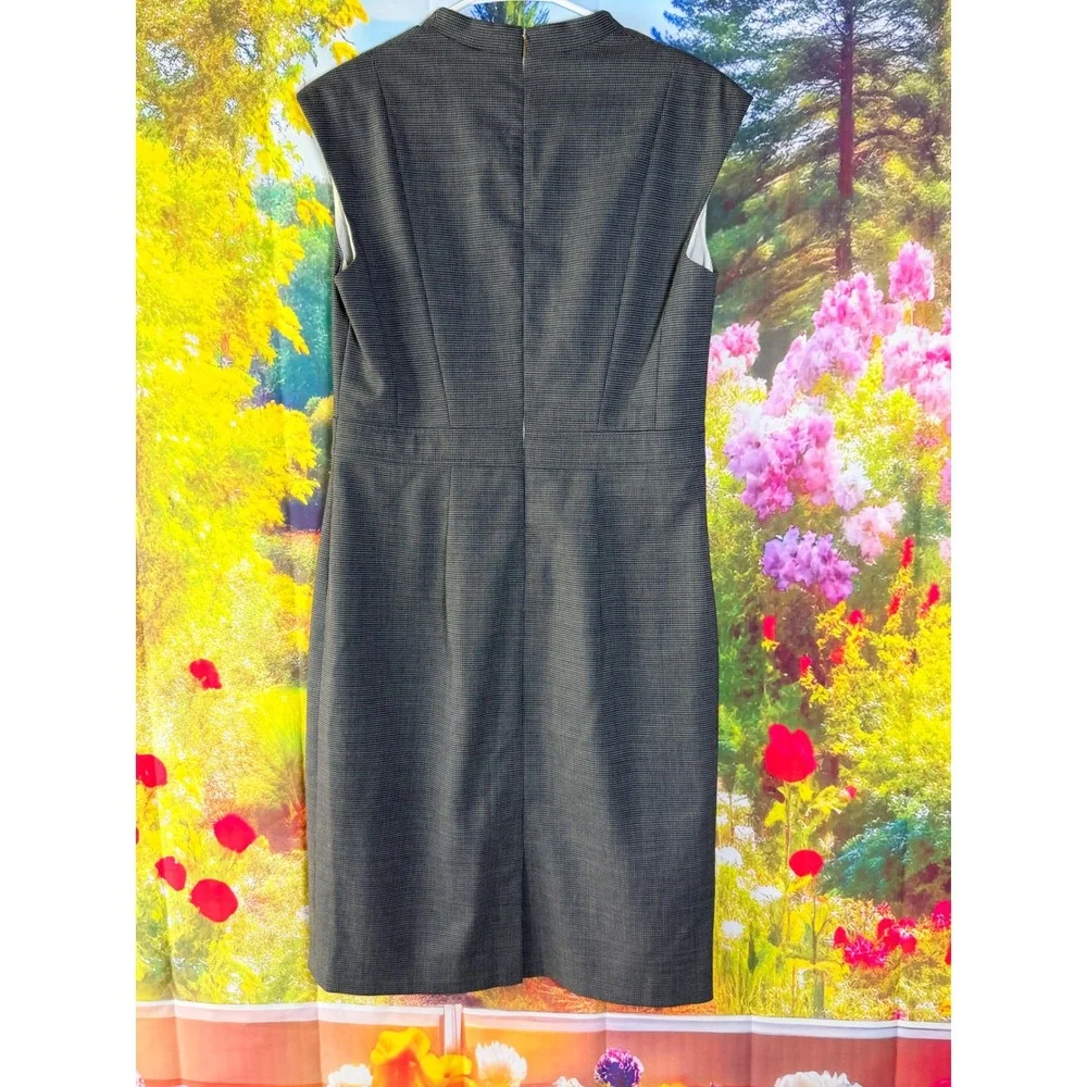 Hugo Boss Grey Plaid Faux Wrap Sheath Dress Size 4
